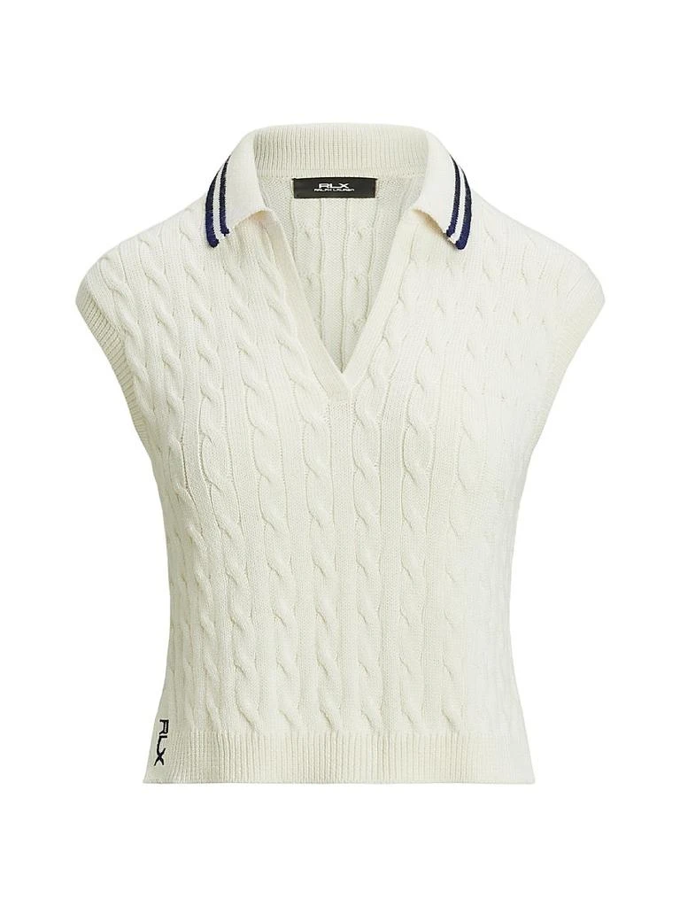 Ralph Lauren Cotton-Blend Cable-Knit Polo Sweater 1