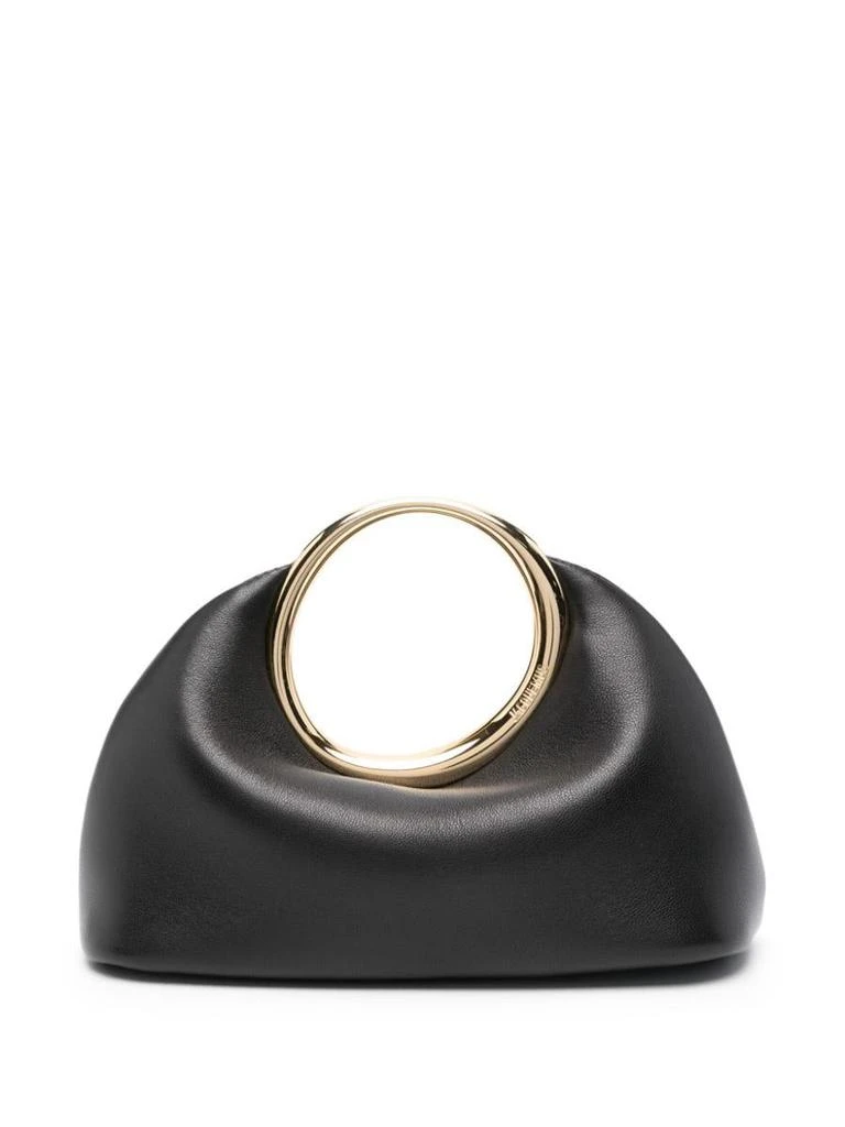 Jacquemus Jacquemus Black Leather Bag With A Gold Circular Handle 1