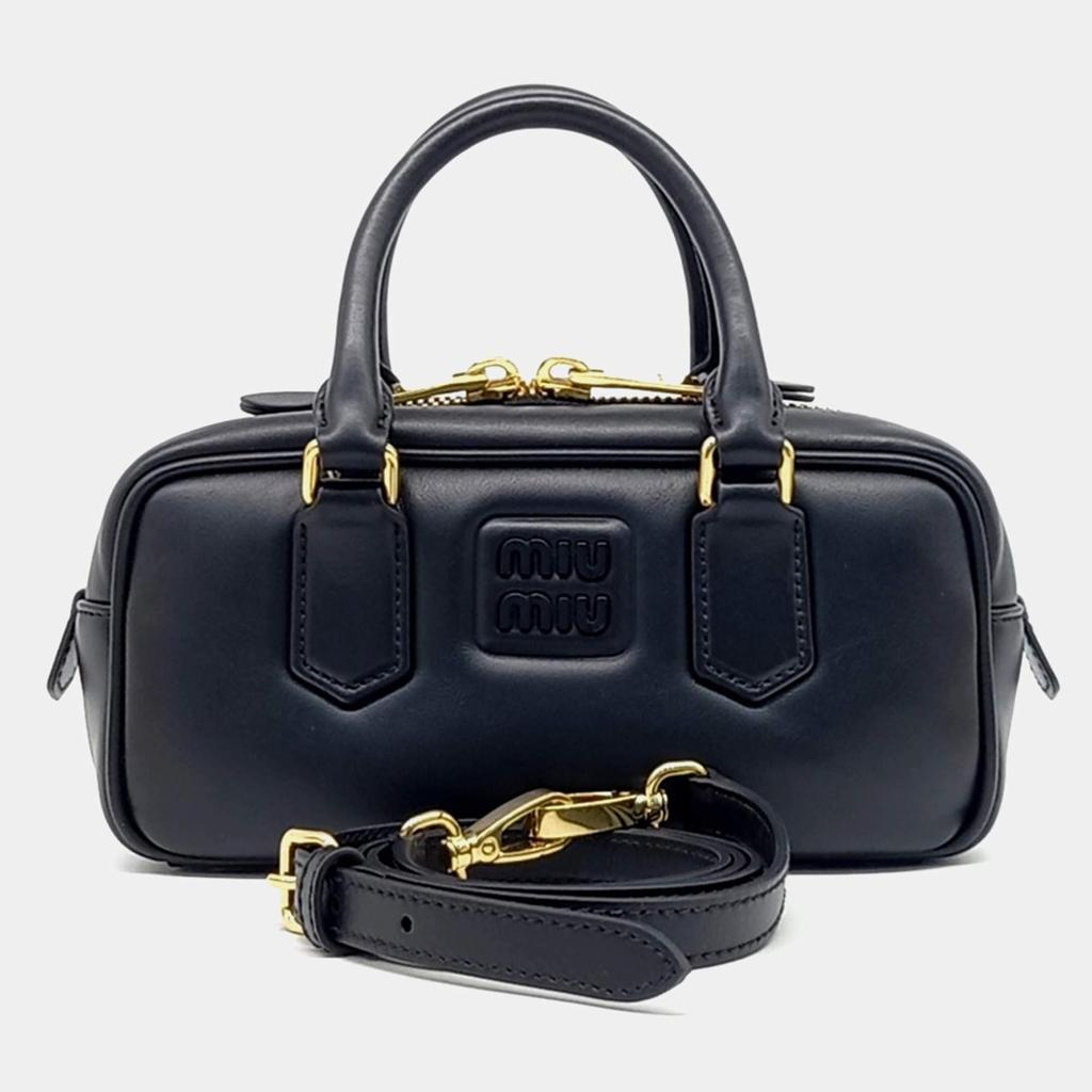 ショルダーバッグ・ポシェット MIU MIU BLACK LEATHER ARCADIE CROSSBODY BAG Miu Miu Miu Miu Black Leather Arcadie Crossbody Bag