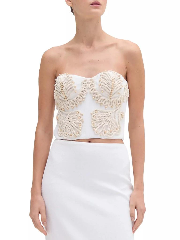PatBO Dune Beaded Rope-Trimmed Corset Top 3
