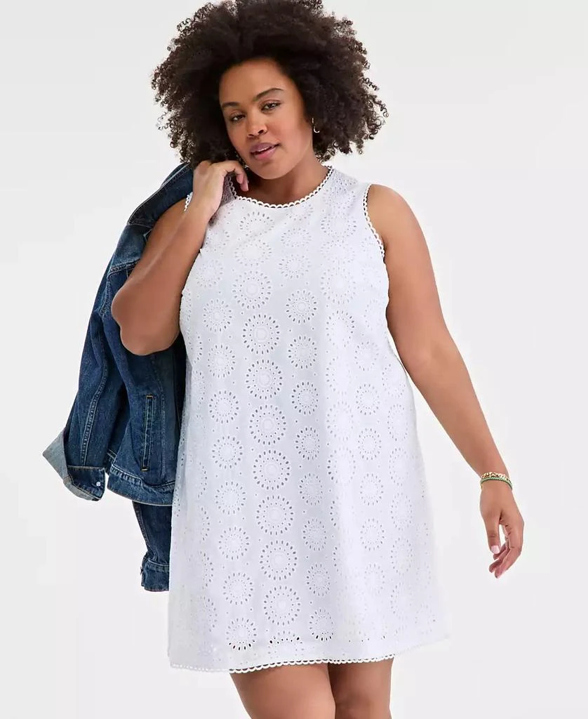 On 34th Trendy Plus Size Eyelet Sleeveless Dress, Created for Macy's 2