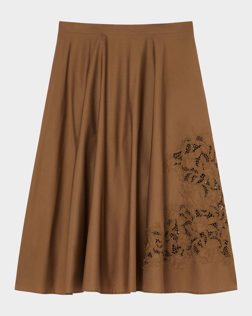 Marina Rinaldi Plus Size Cremona Embroidered Poplin Midi Skirt