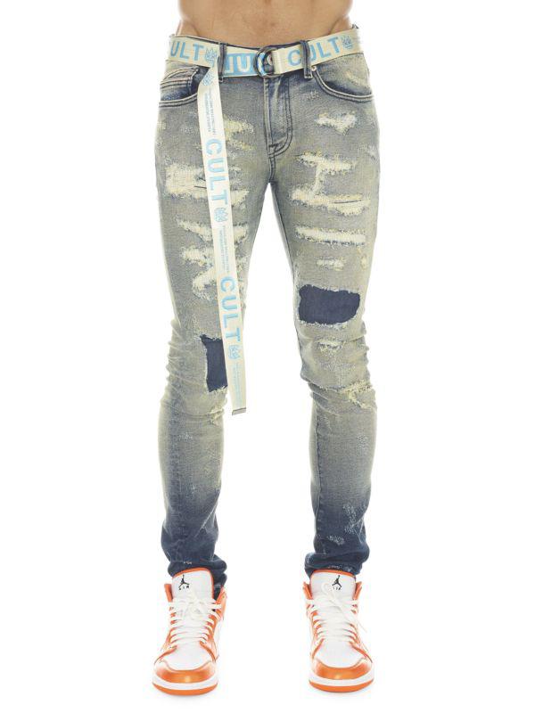 Cult Of Individuality Punk Belted Super Skinny Jeans