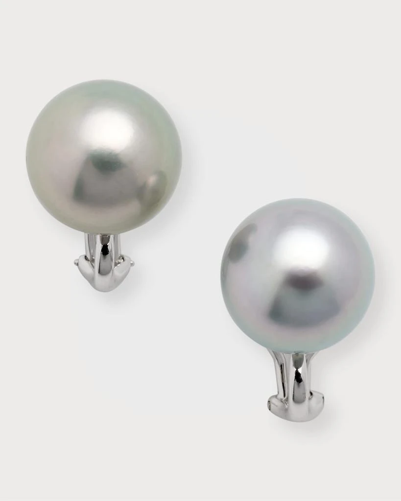 BELPEARL 18k White Gold Tahitian Pearl Earrings 1
