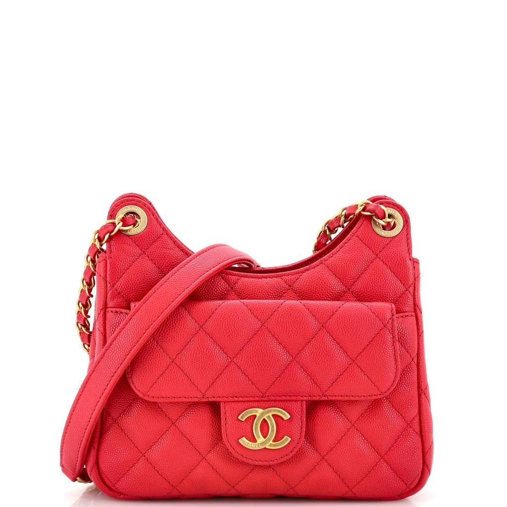 Chanel Wavy CC Hobo Quilted Caviar Small 1