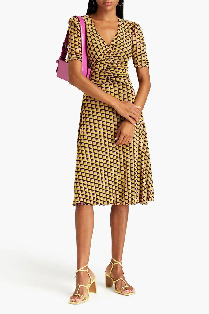 Diane von Furstenberg Koren ruched floral-print stretch-mesh midi dress 5