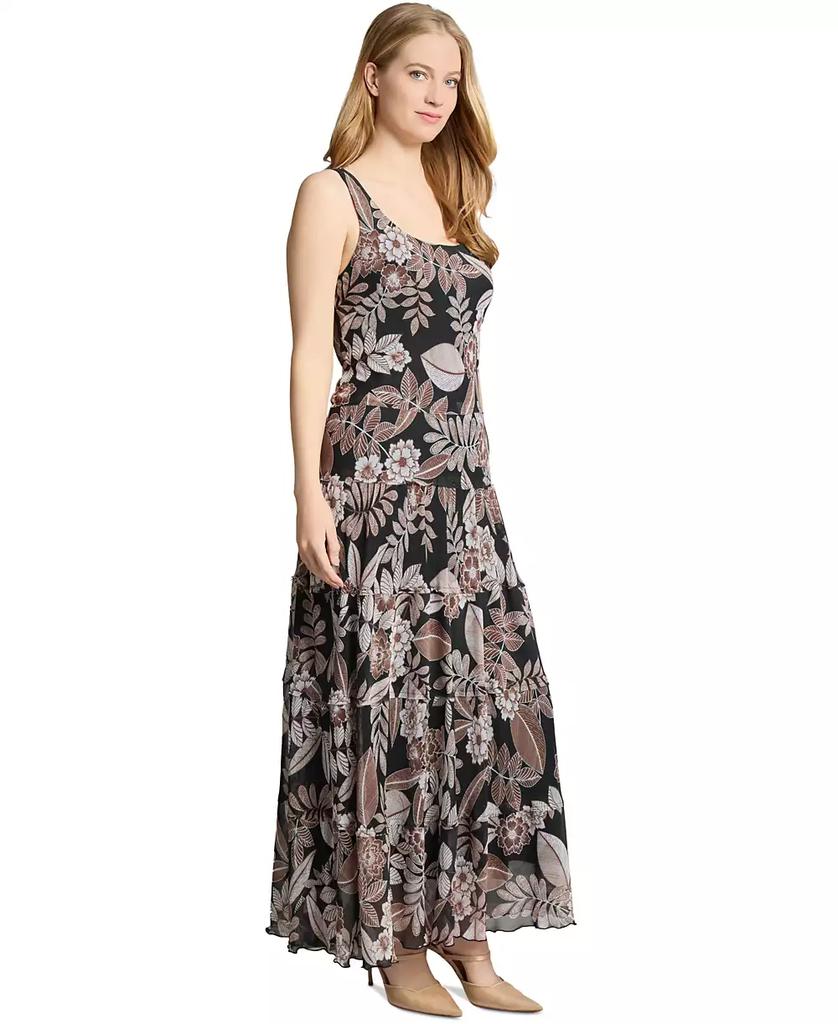 JONES NEW YORK Petite Printed Scoop-Neck Tiered Dress