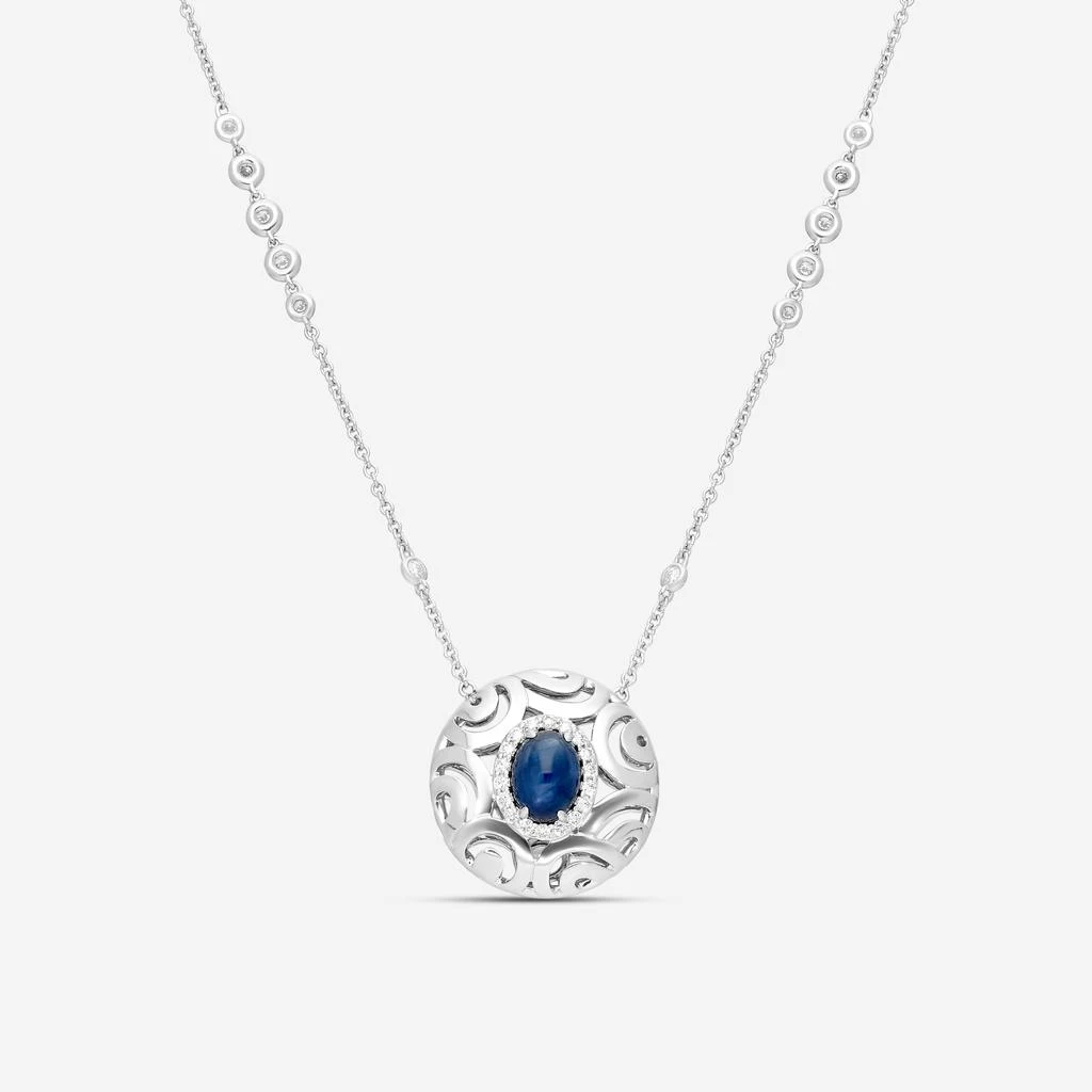 Crivelli Crivelli Ricami Luci 18K White Gold Diamond 
Sapphire Pendant Necklace 000-3858NS