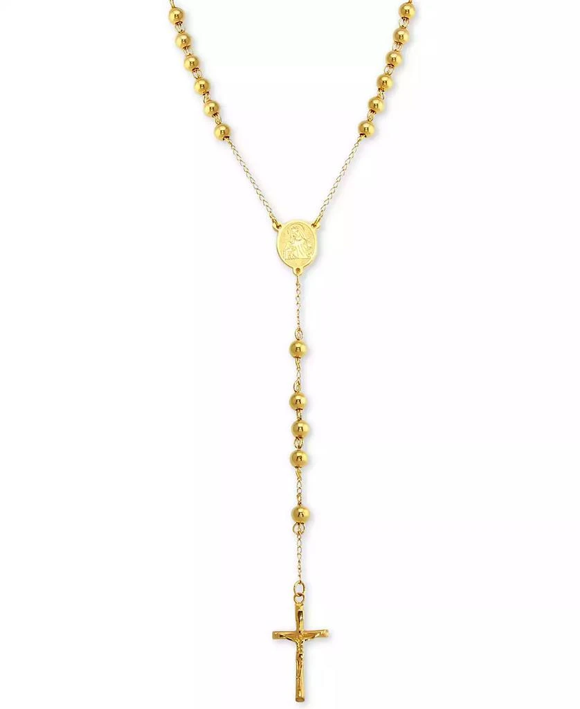 Macy's Men's Beaded Cross 28" Rosary Necklace in Yellow Ion-Plated Stainless Steel 2