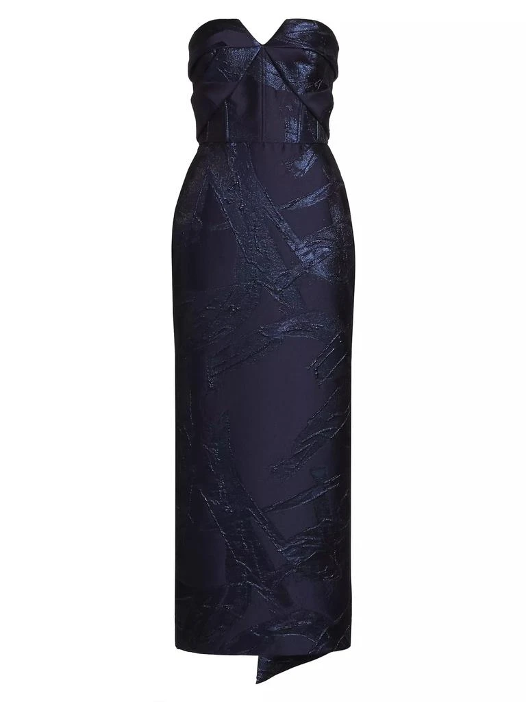 Amsale Jacquard Strapless Sheath Cocktail Dress 1