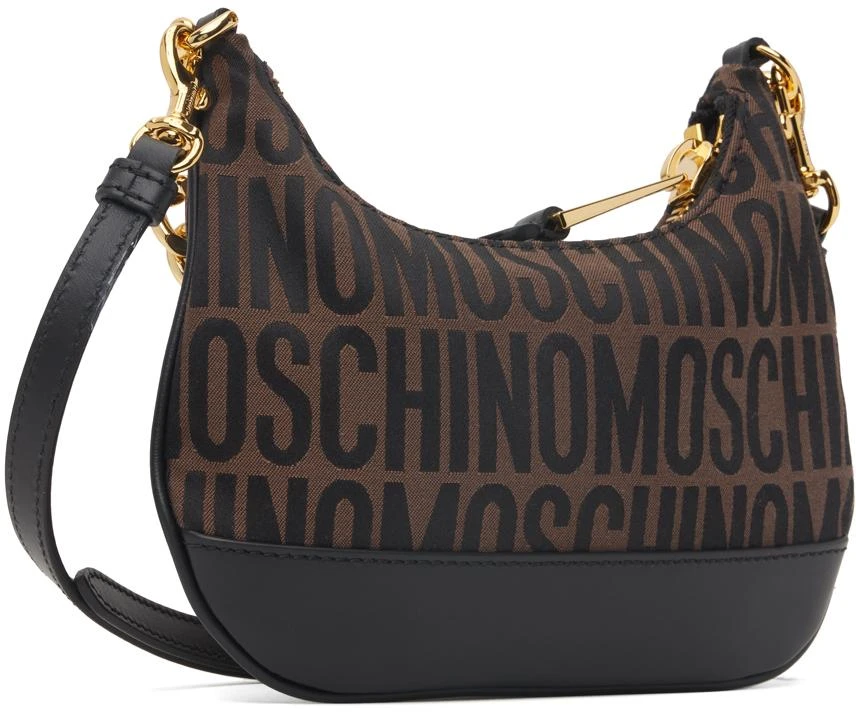 Moschino Brown & Black Jacquard Logo Bag 3