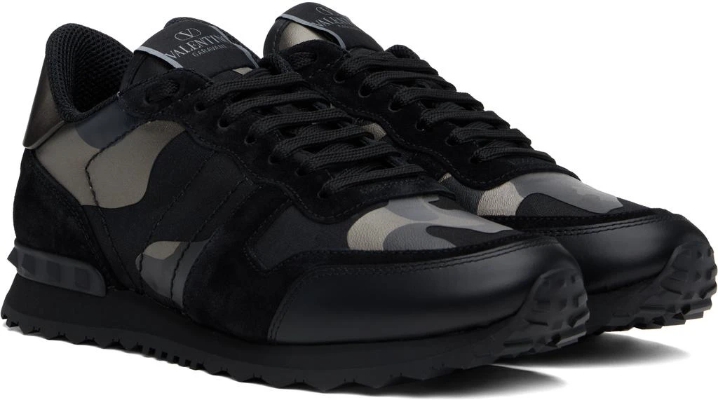 Valentino Black Rockrunner Camouflage Noir Metallic Sneakers 4