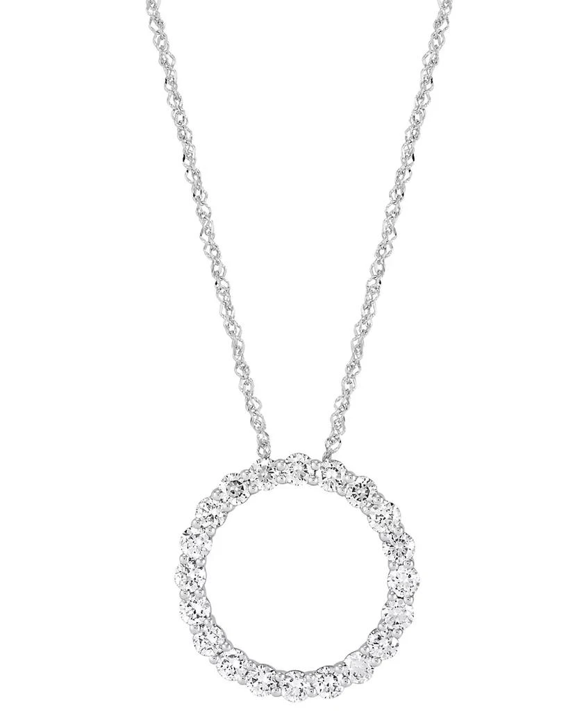 Grown With Love Lab Grown Diamond Circle Pendant Necklace (1 ct. t.w.) in 14k White or Yellow Gold, 16" + 2" extender 1