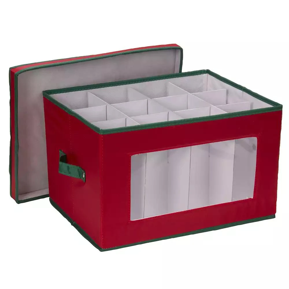 Household Essentials Holiday Stemware Storage Box, Windowed Storage with Lid