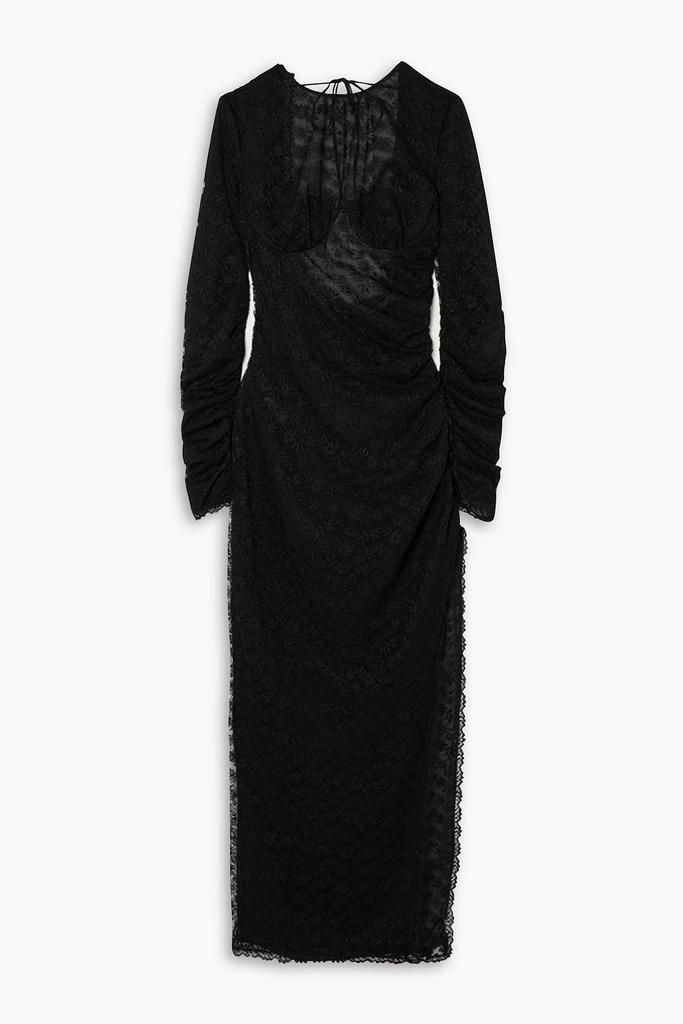 Alessandra Rich Open-back ruched lace maxi dress