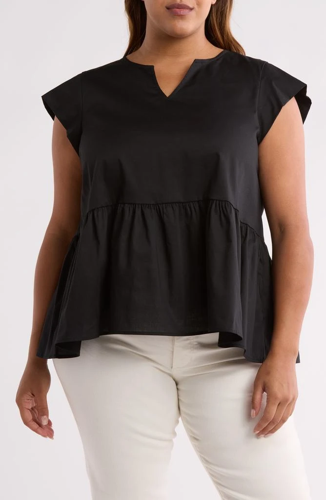 Renee C Peplum Poplin Top 1