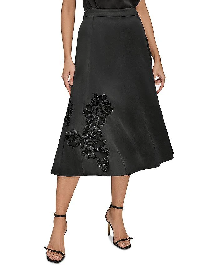Donna Karan Embellished Satin Midi Skirt