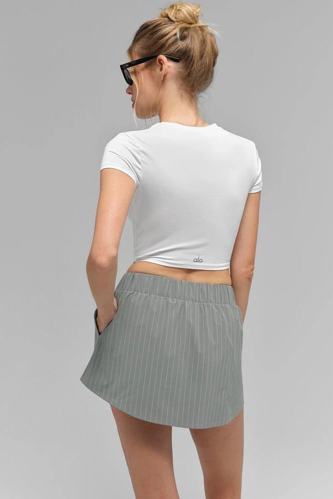 Alo Pinstripe Daylight Mini Skirt - Lunar Grey/White 3