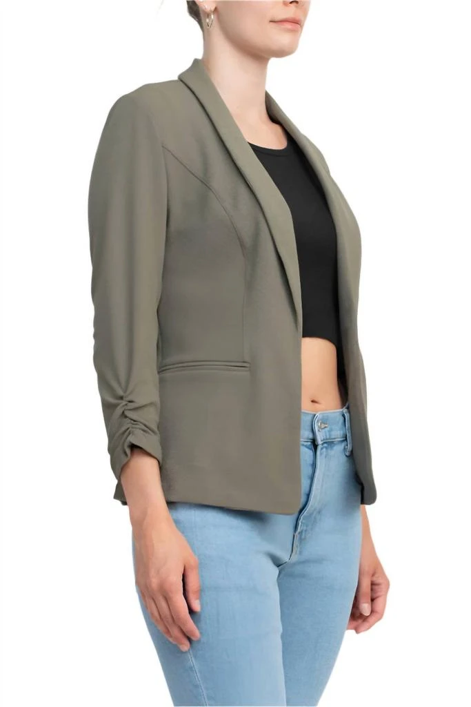 philosophy Shawl Collar Knit Crepe Blazer With Belt Pockets In Dust Olive 2