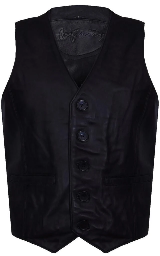 Infinity Leather Mens Leather Waistcoat Formal Traditional Gilet Vest 7