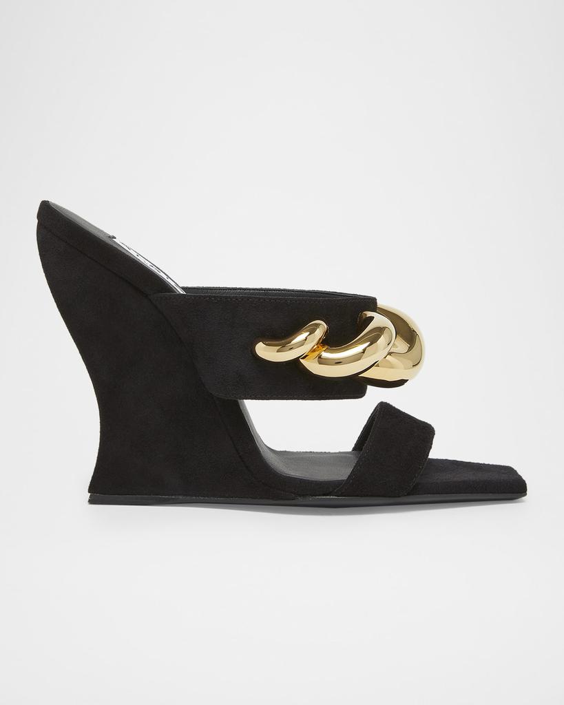 Alaia 110mm Jewel Suede Wedge Mules