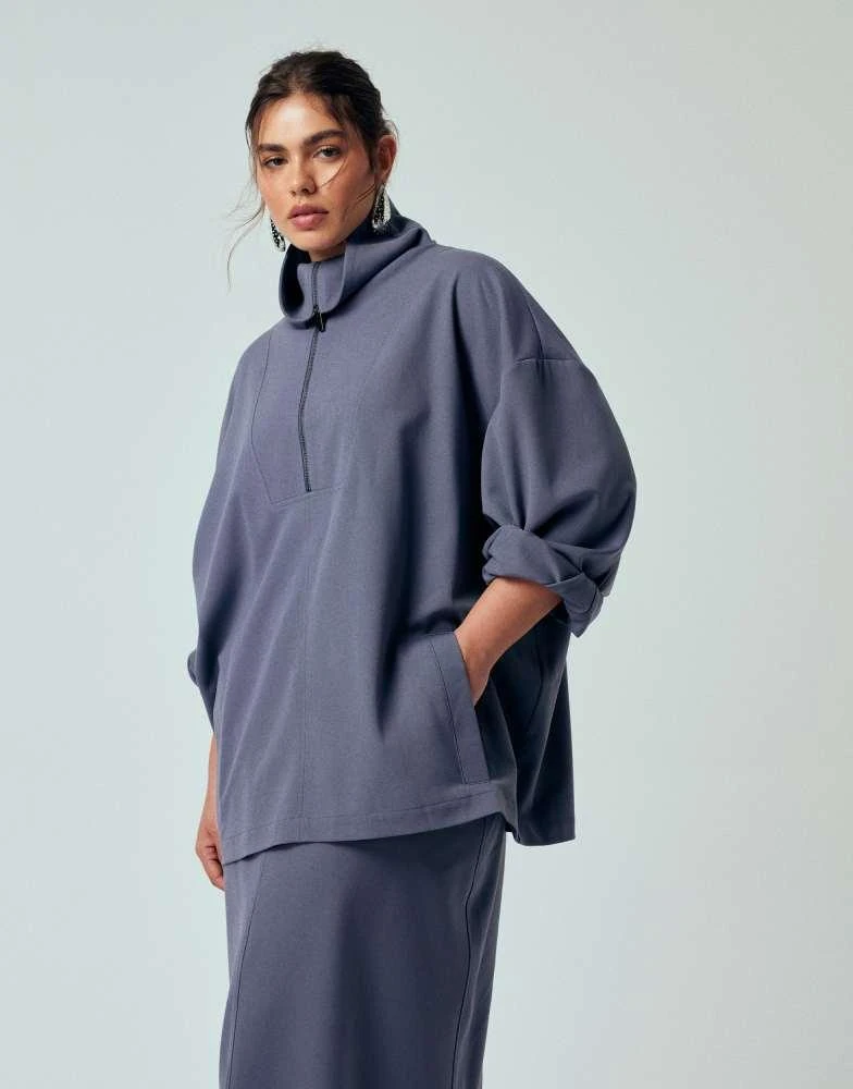 ASOS ASOS DESIGN Curve tailored funnel neck jacket in blue co ord