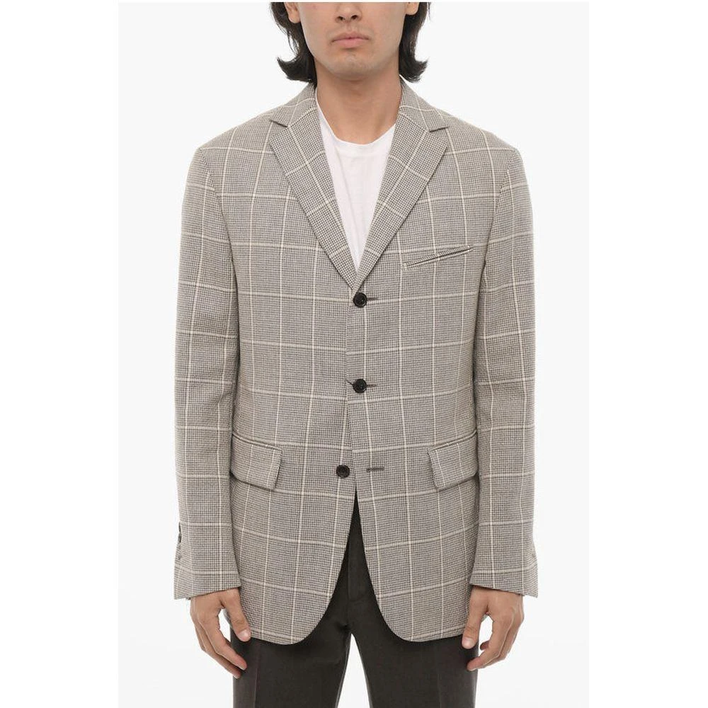 Corneliani Windowpane Check Center Vent Notch Lapel CIRCLE 3-Button Men's Bla 1