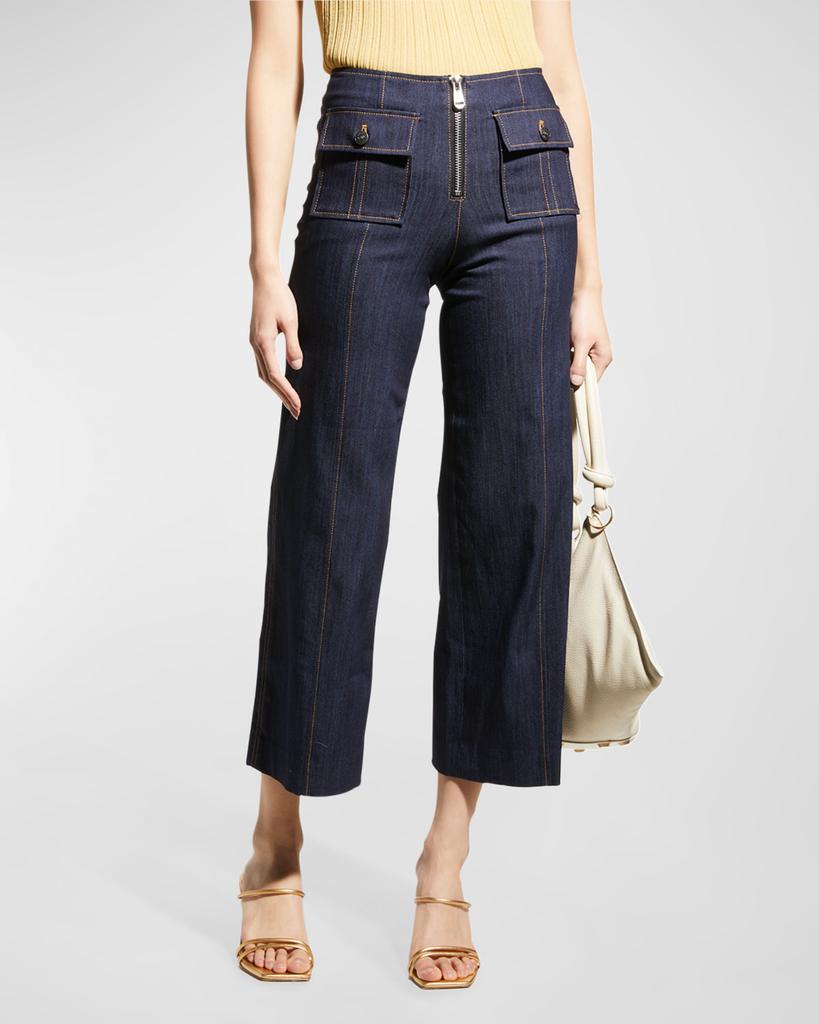 Cinq a Sept Azure Wide-Leg Stitched Pants