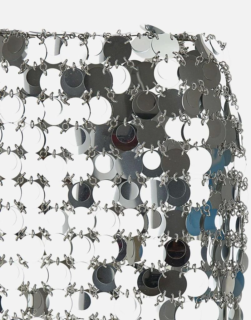 RABANNE Shimmering silver discs and light-reflecting metal rings mini skirt 4