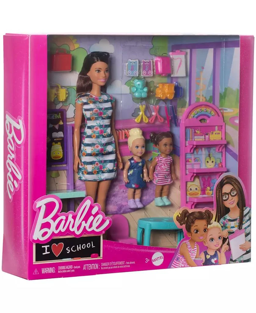 Barbie I Love School Classroom Playset with 1 Fashion Doll, 2 Small Dolls 20+ Accessories 6