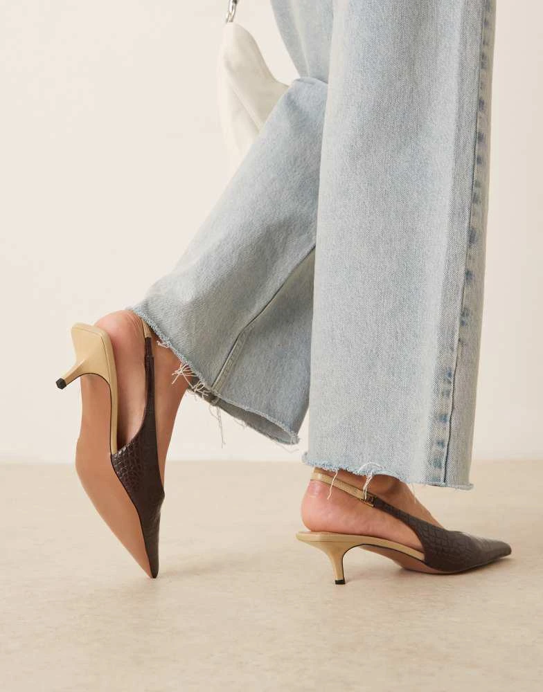 ASOS ASOS DESIGN Sunday slingback kitten heel in brown croc 2