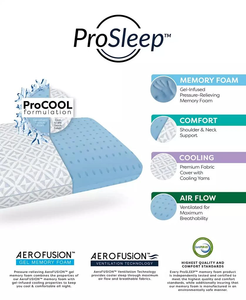 ProSleep Cool Comfort Memory Foam Contour Pillow, King, Created for Macy's 3