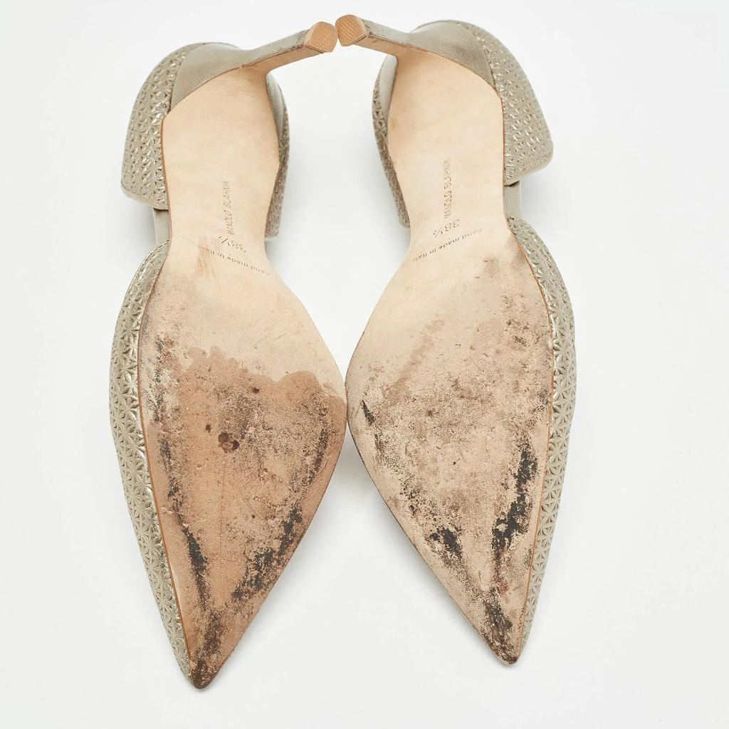 Manolo Blahnik Manolo Blahnik Metallic Textured Leather D'orsay Pointed Toe Pumps Size 38.5 6