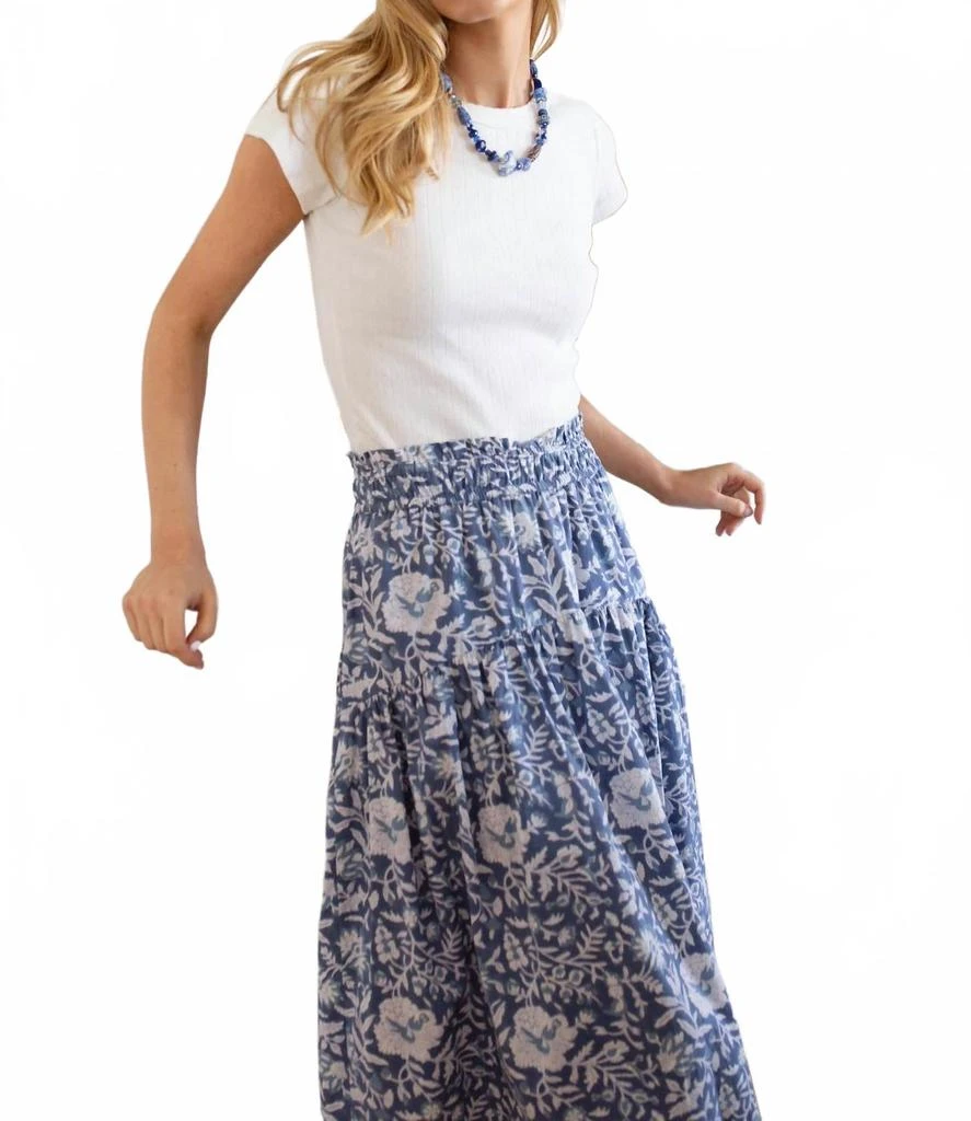 Marea Louisa Midi Skirt In Indigo Blossom 3