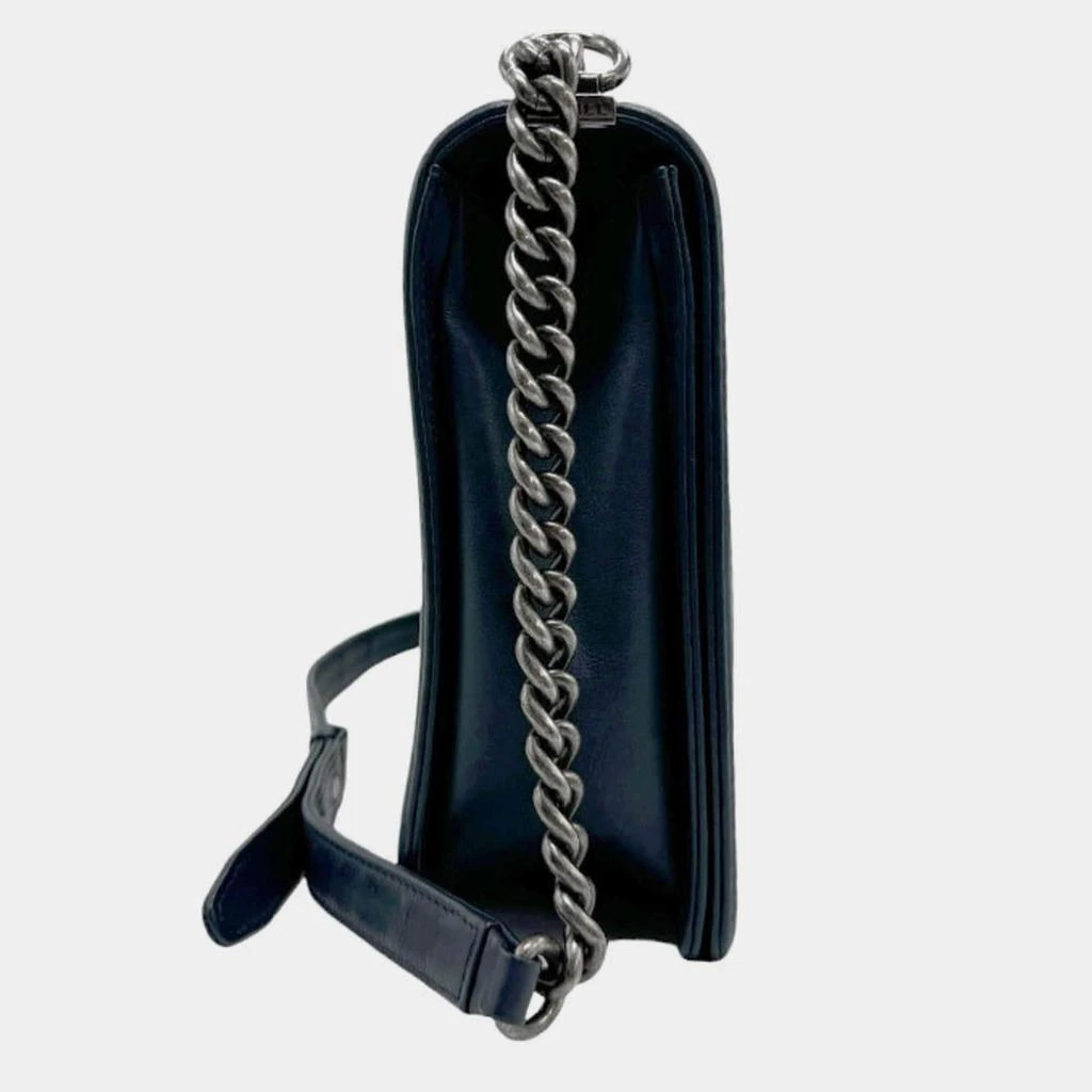 Chanel Chanel Navy Gunmetal Leather Boy Bag 2