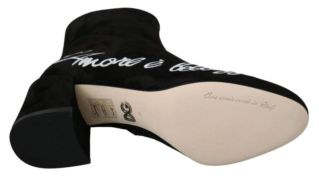 Dolce & Gabbana Dolce & Gabbana  Black Suede L'Amore E'Bellezza Boots Shoes 7
