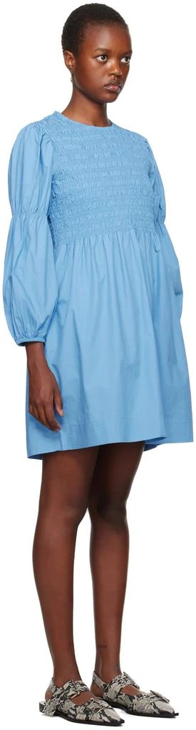 Ganni Blue Smocked Minidress 2