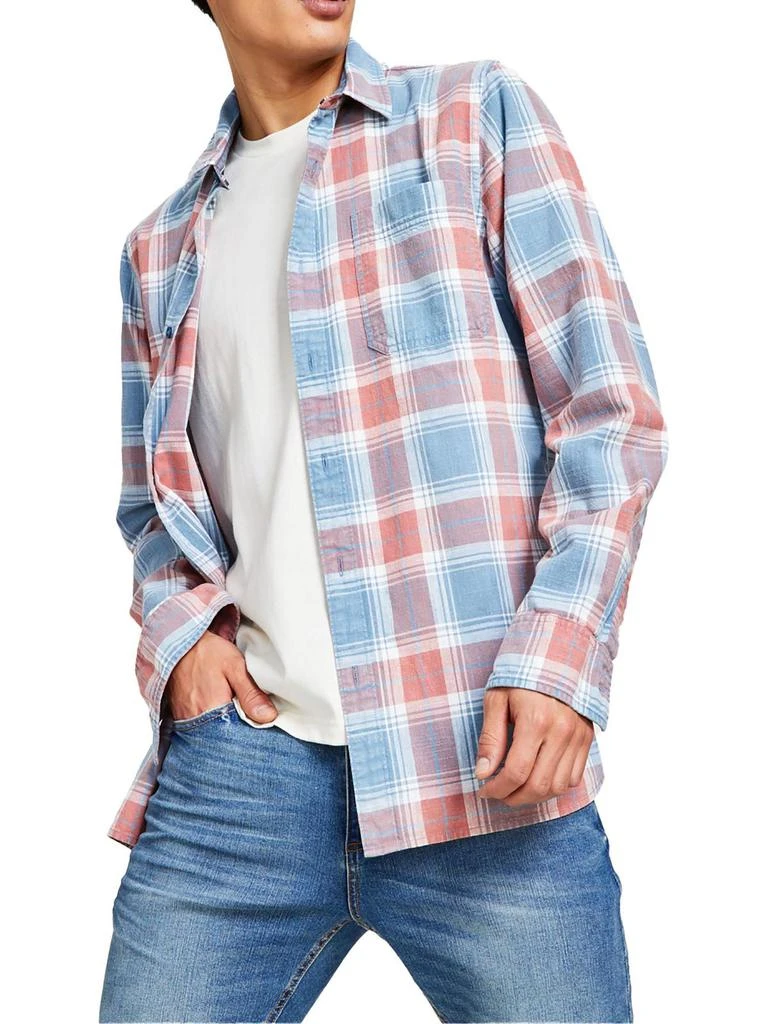 Sun + Stone Mens Plaid Cotton Button-Down Shirt 5