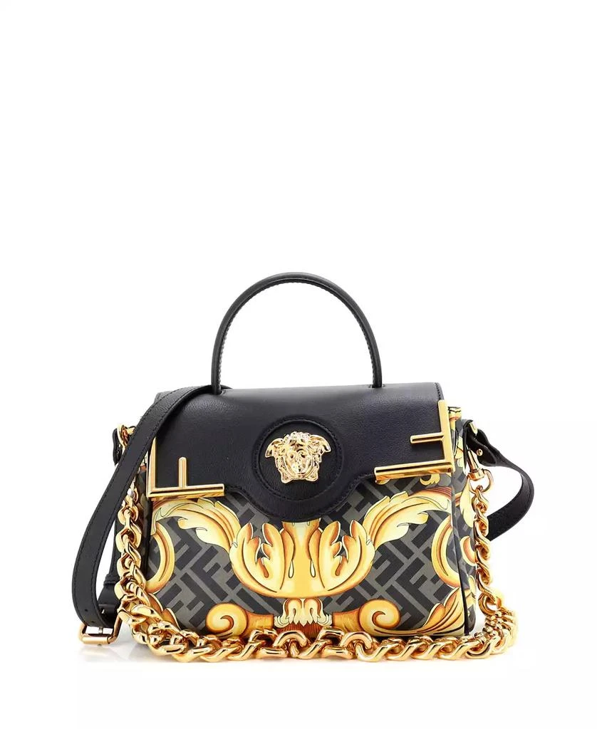 Pre-Owned Versace Medium x Fendi Fendace La Medusa Top Handle Bag Printed Laminated Leather with Leather