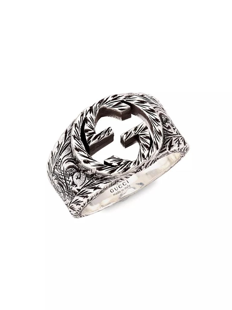 Gucci Unisex Sterling Silver Interlocking G Ring With Paisley Details 1