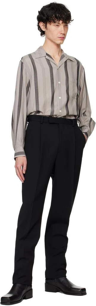 WACKO MARIA Gray Striped Open Collar Shirt - Shirts - BeyondStyle