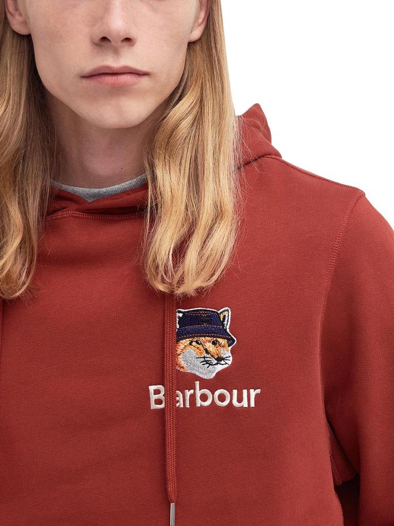 Shop Barbour X Maison Kitsuné Fox Head Embroidered Hoodie on Sale