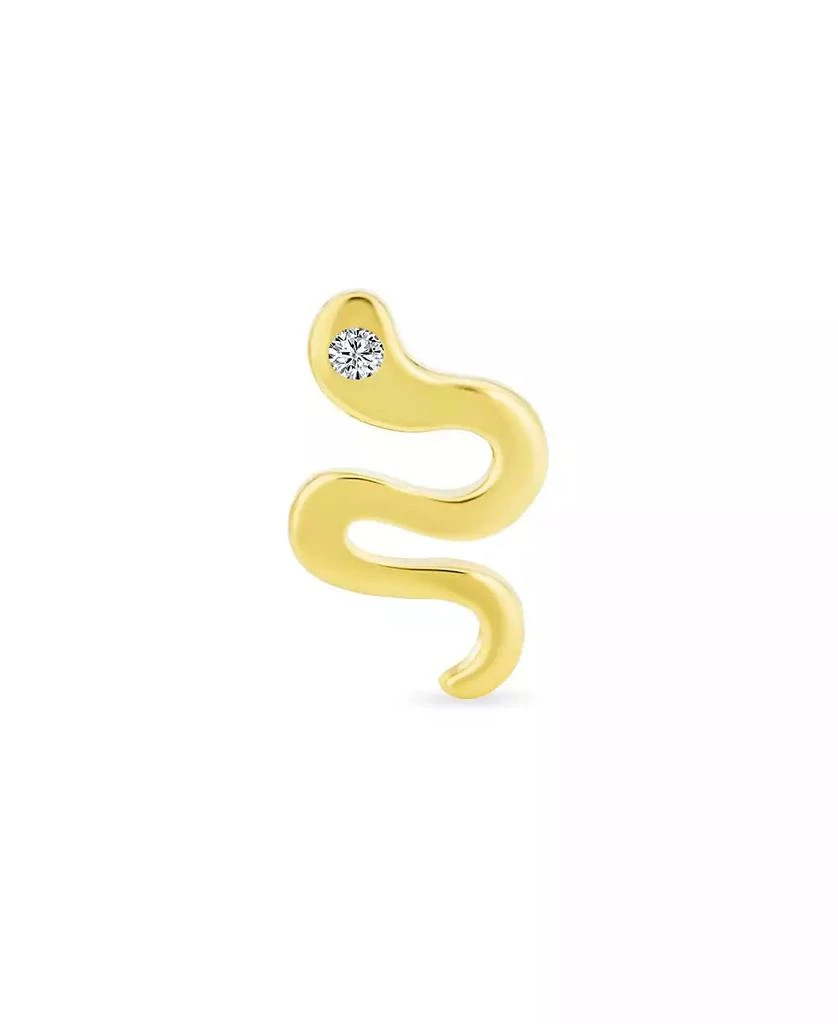 Bling Jewelry Minimalist Tiny Mini 14K Yellow Gold Garden Reptile Serpent Snake Cartilage Ear Stud Earring For Women Safety Clutch Screw back Lobe Piercing 1 Piece 4