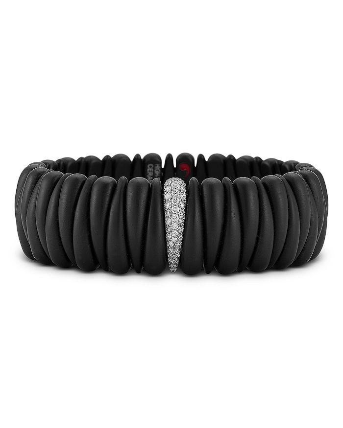 Roberto Demeglio 18K White Gold Demeglio Diamond & Matte Ceramic Artiglio Stretch Bracelet
