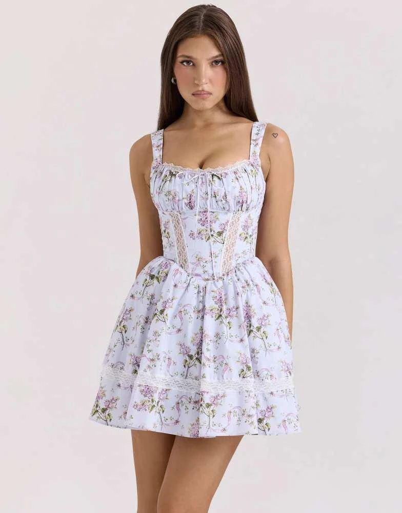 House of CB House of CB Kimmie cotton mini dress in lilac ribbon