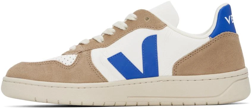 Veja White & Brown V-10 Leather Sneakers 3