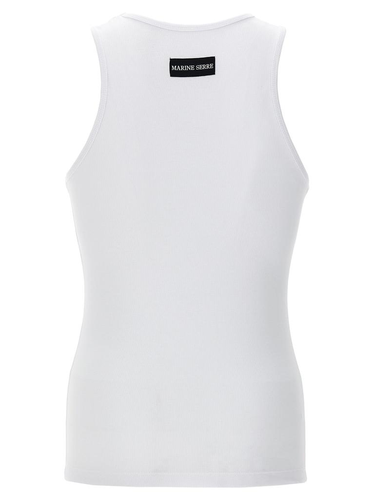 【MARINE SERRE】RIB TANK TOP Marine Serre: Black Moon Logo Ribbed Jersey Tank Top | SSENSE