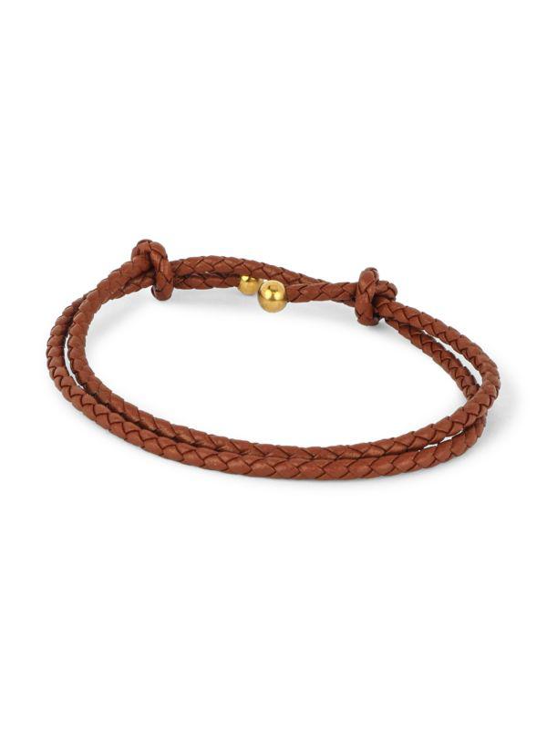 Jean Claude Leather & Goldplated Stainless Steel Wrap Bracelet