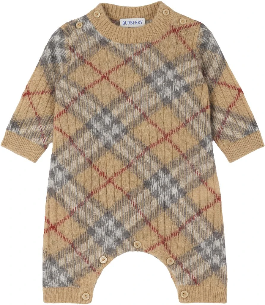 Burberry Baby Beige Check Alpaca Wool Silk Blend Jumpsuit 1