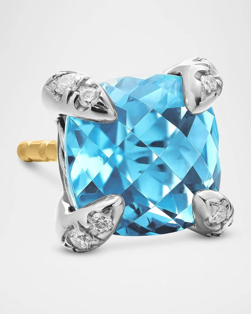 David Yurman Chatelaine Stud Earrings with Gemstones and Diamonds in Silver, 6mm 6